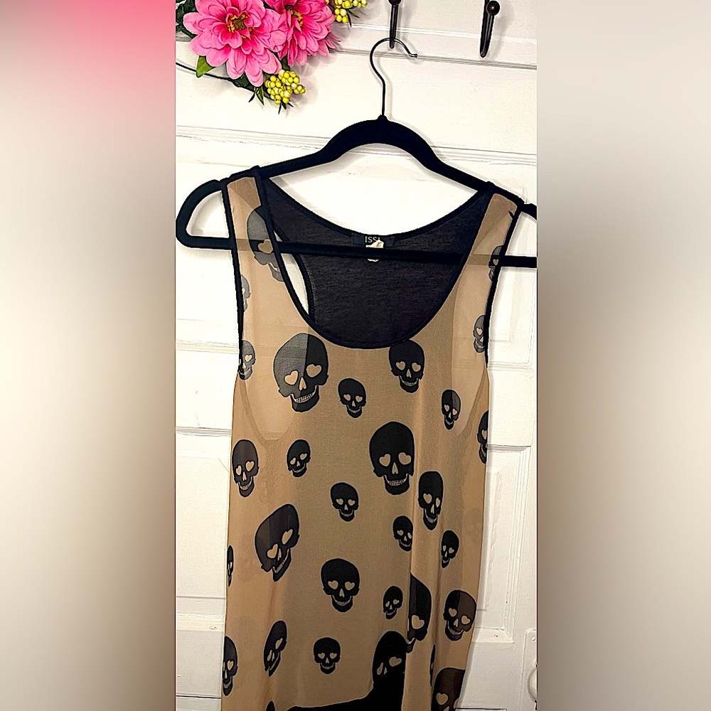 Black & Tan Skull Racerback Top -ISSI Size: Medium